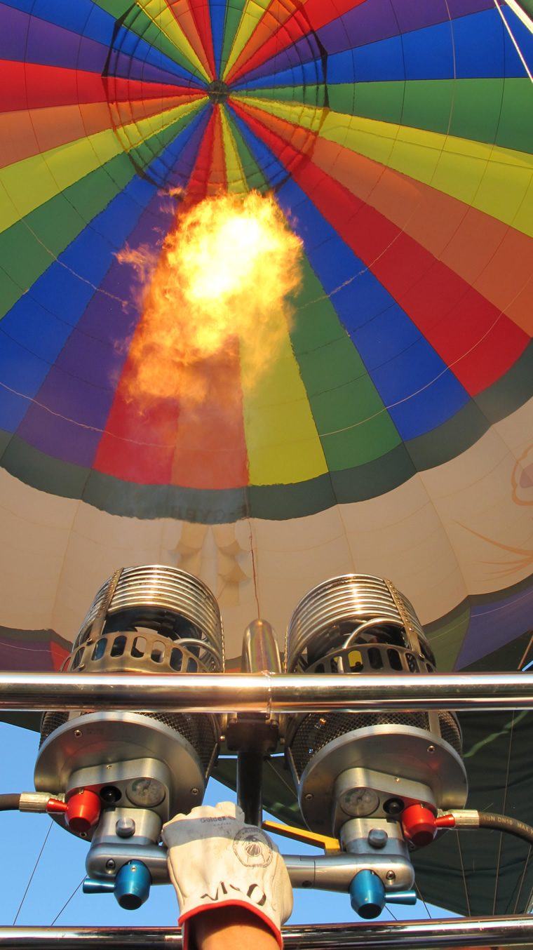 Description d'un ballon de montgolfière, les brûleurs